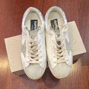 Superstar White and Silver Sneakers